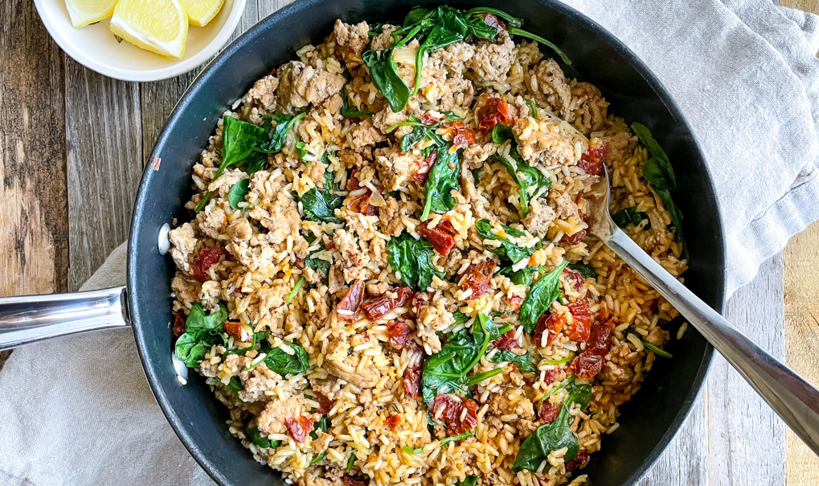 GREEK TURKEY AND RICE SKILLET