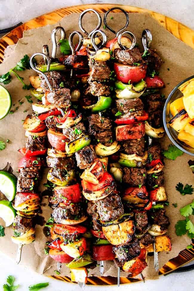 GRILLED OR BAKED BRAZILIAN STEAK KABOBS WITH POTATOES