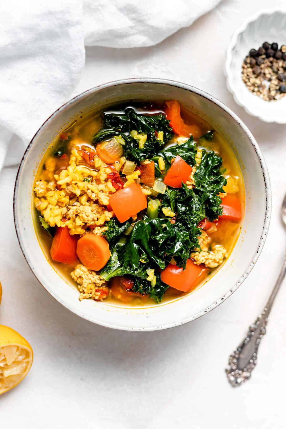 Turkey, Kale and Brown Rice Soup