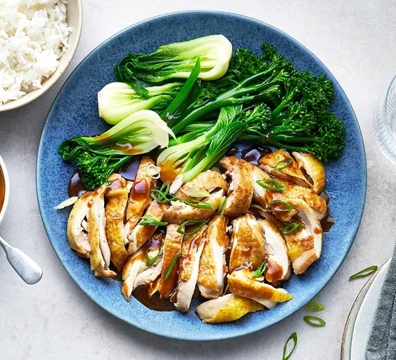 Chinese roast duck with ginger and shiitake rice