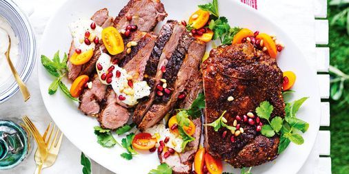 BBQ butterflied lamb with tahini sauce