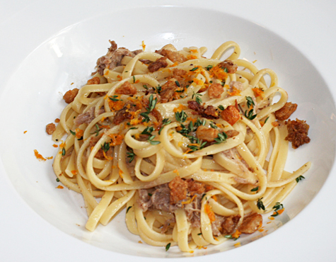 Pasta with Slow Roasted Duck Confit