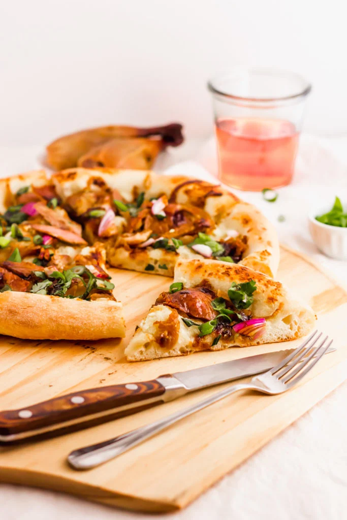Peking Duck Pizza With Caramelized Onions & Hoisin Sauce